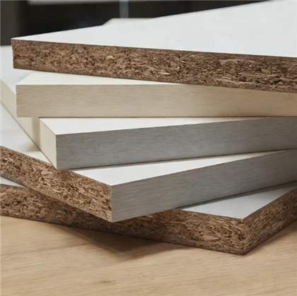 Augsta blīvuma E0/E1 pakāpes melamīna laminēta skaidu plātne 1220x2440mm virtuves skapjiem un drēbju skapjiem